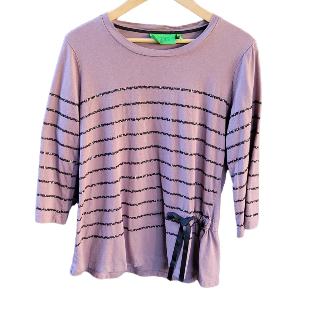🎉 5 for $25 - 3/4 sleeve sequin striped top